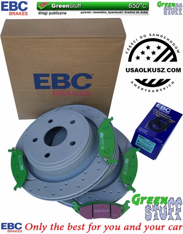 Tylne klocki GreenStuff + nawiercone nacinane tarcze hamulcowe EBC seria GD Chrysler Aspen
