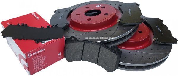 Przednie WIERCONE nacinane tarcze oraz klocki BREMBO Dodge Durango SRT 6,4 V8 -2020