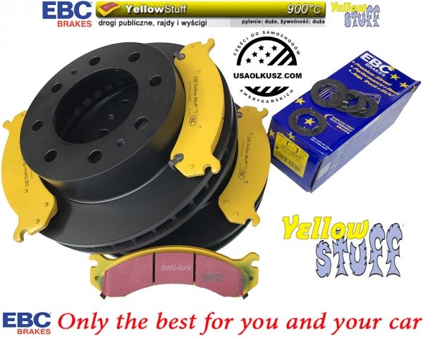 Przednie klocki YellowStuff + tarcze hamulcowe EBC seria PREMIUM GMC Yukon XL 2500 2000-2013