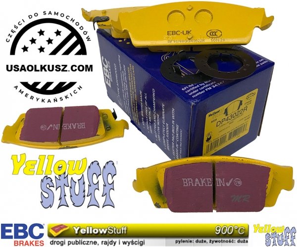 Tylne klocki YellowStuff + NACINANE tarcze hamulcowe EBC seria USR GMC Yukon 2007-2020