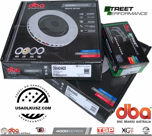 Przednie klocki Street Performance + tarcze hamulcowe DBA 4000 T3 Dodge Durango 2007-2009