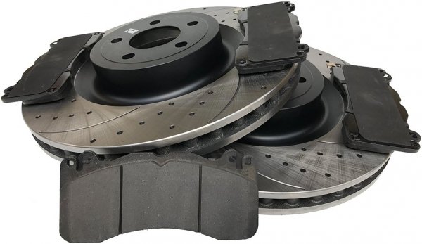 Przednie klocki + WIERCONE tarcze hamulcowe 380mm Ford Mustang 5,0 V8 2015- brembo system