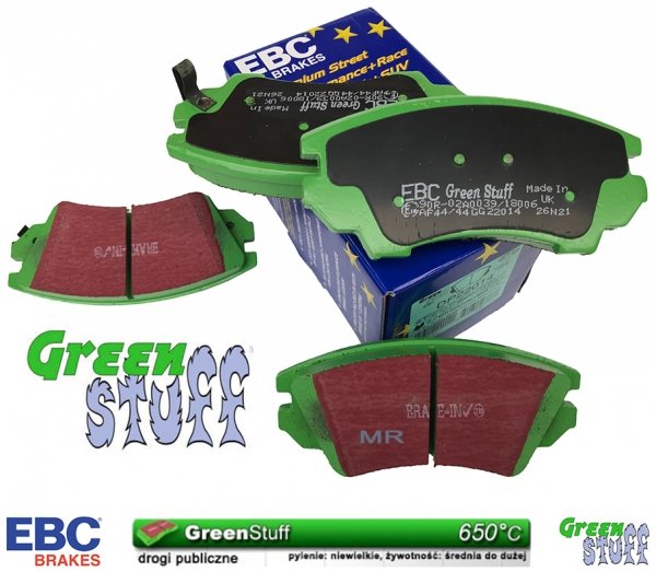 Przednie klocki Green Stuff + NAWIERCANE NACINANE tarcze hamulcowe 321mm EBC seria GD Chevrolet Camaro 3,6 V6 -2015