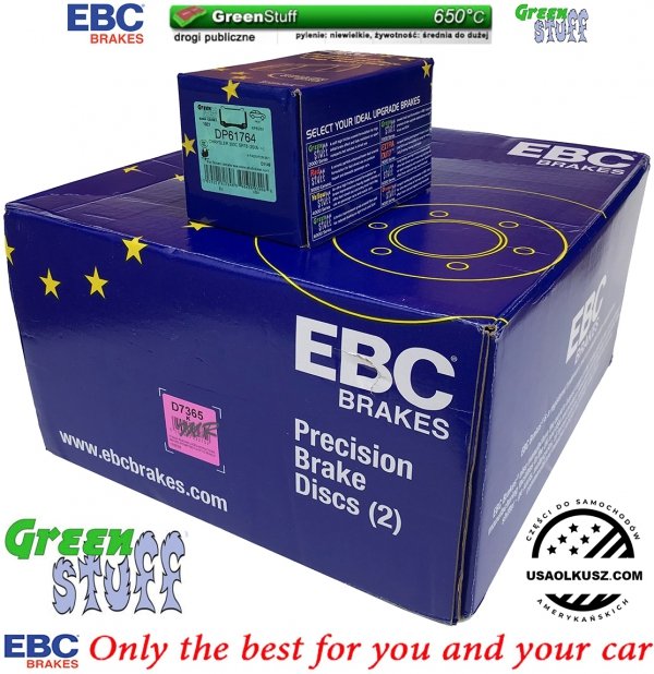 Przednie klocki GreenStuff + tarcze hamulcowe 360mm EBC seria PREMIUM Dodge Magnum 6,1 V8 SRT