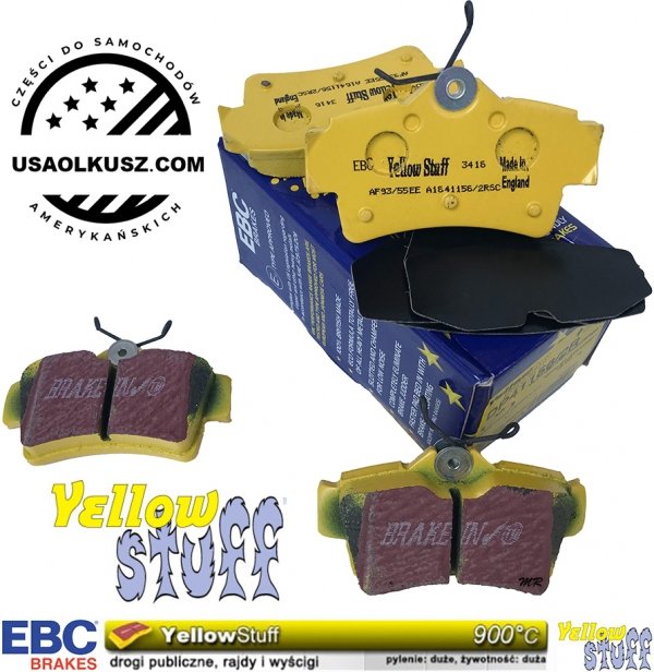 Tylne klocki YellowStuff + tarcze hamulcowe 296mm EBC seria PREMIUM Ford Mustang SVT Cobra 1994-2004