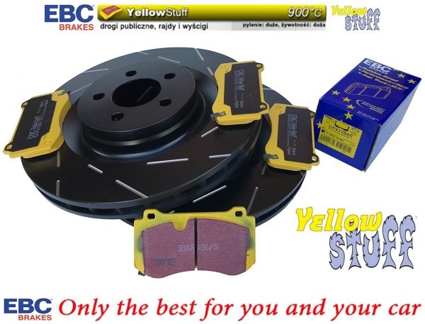 Przednie klocki YellowStuff + NACINANE tarcze hamulcowe 360mm EBC seria USR Chrysler 300C SRT