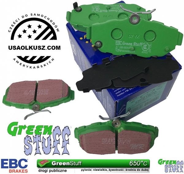 Tylne klocki GreenStuff + NACINANE tarcze hamulcowe EBC seria USR Ford Mustang 2005-2014