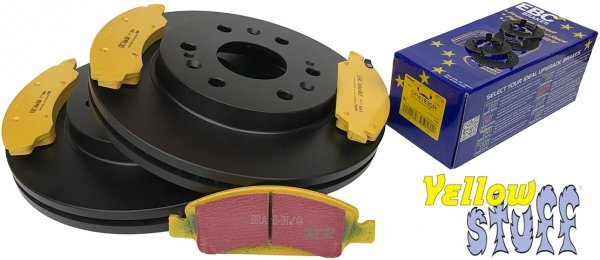 Przednie klocki YellowStuff + tarcze hamulcowe 330mm EBC seria PREMIUM GMC Yukon 2009-2020