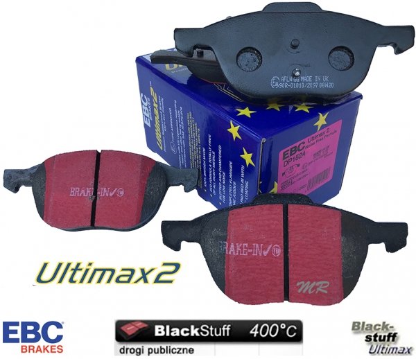 Przednie klocki Ultimax2 + tarcze hamulcowe 300mm EBC seria Premium Ford Kuga FWD 2013-2019