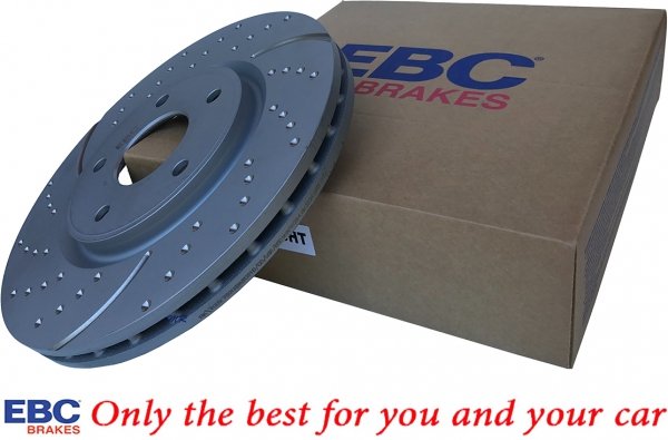 Przednie klocki Ultimax2 + NAWIERCANE NACINANE tarcze hamulcowe 330mm EBC seria GD Volkswagen Routan 2012-