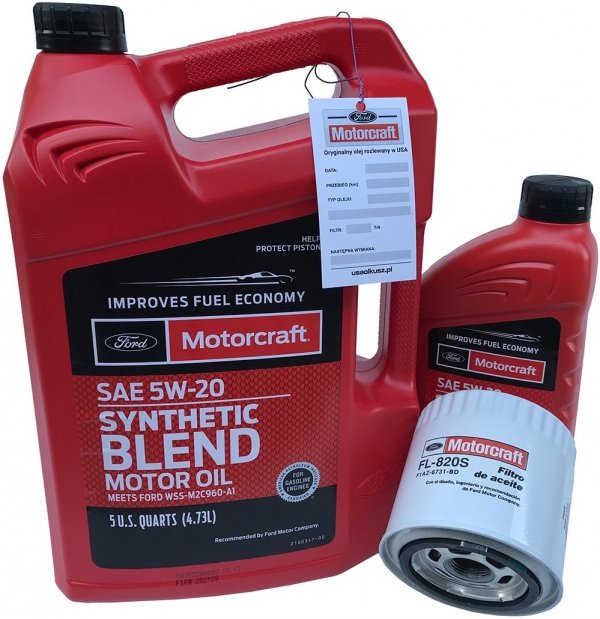 Filtr + olej silnikowy Motorcraft 5W20 SYNTHETIC BLEND Ford Mustang 4,6 V8 2006-