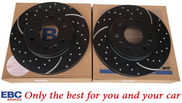 Przednie klocki Ultimax2 + NAWIERCANE NACINANE tarcze hamulcowe 330mm EBC seria GD GMC Yukon 2009-