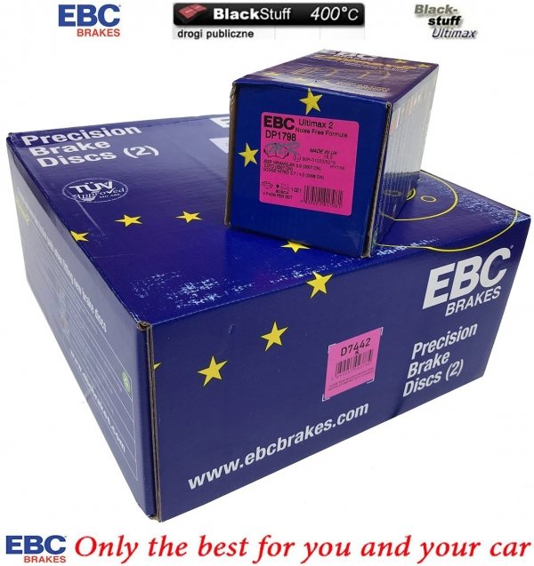 Przednie klocki Ultimax2 + tarcze hamulcowe 302mm EBC seria Premium Dodge Caravan -2012