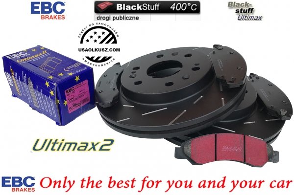 Przednie klocki Ultimax2 + NACINANE tarcze hamulcowe 330mm EBC seria USR Chevrolet Avalanche 1500 2007-2008