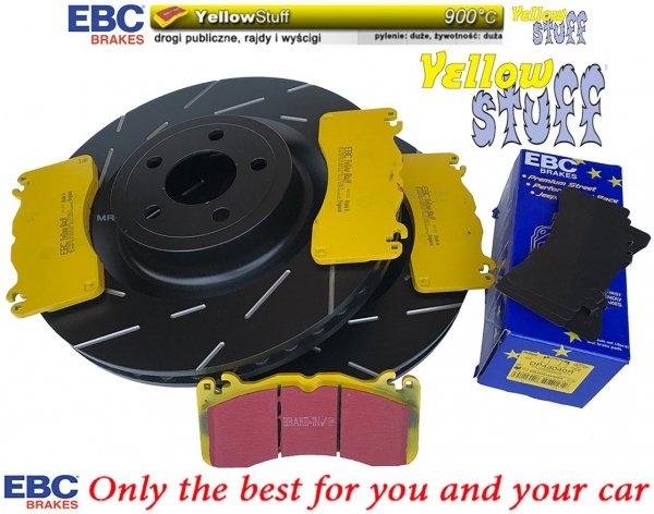 Przednie klocki YellowStuff + tarcze hamulcowe EBC seria USR Ford Mustang 5,0 V8 2015-