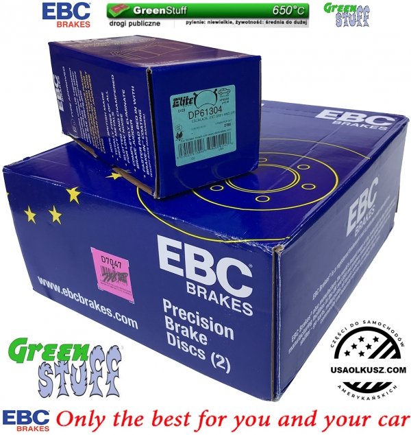 Przednie klocki GreenStuff + tarcze hamulcowe EBC seria PREMIUM GMC Savana -2008