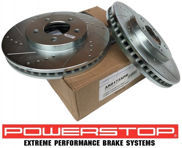 Przednie klocki Z26 + WIERCONE tarcze hamulcowe 293mm POWERSTOP Ford Mustang 2005-2010