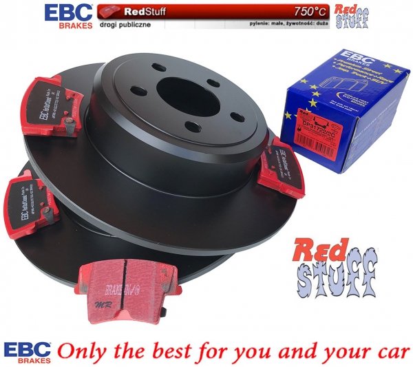 Tylne CERAMICZNE klocki RedStuff + NIE WENTYLOWANE tarcze hamulcowe EBC seria PREMIUM Lancia Thema 3,6 V6