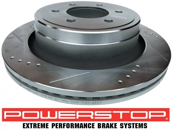 Tylne klocki Z36 + WIERCONE tarcze hamulcowe 6 szpilek manualny ręczny POWERSTOP Ford F-150 F150 2012-