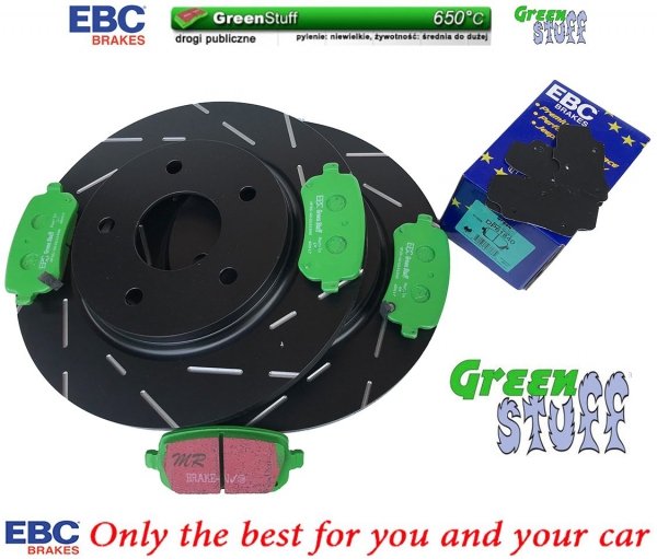 Tylne klocki GreenStuff + NACINANE tarcze hamulcowe 305mm EBC seria USR Lancia Voyager
