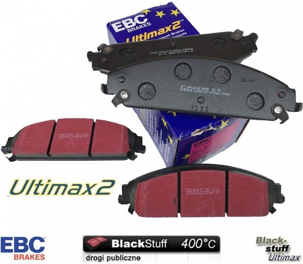 Przednie klocki Ultimax2 + tarcze hamulcowe 345mm EBC seria PREMIUM Lancia Thema