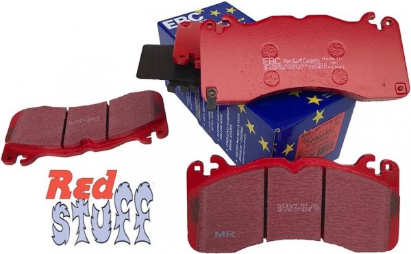 Przednie CERAMICZNE klocki RedStuff + SPORTOWE PŁYWAJĄCE tarcze EBC seria SG Racing Ford Mustang 5,0 V8 2015-