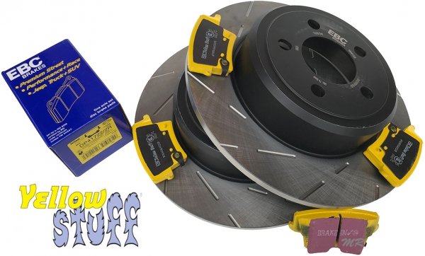 Tylne klocki YellowStuff + NACINANE NIE WENTYLOWANE tarcze hamulcowe EBC seria USR Chrysler 300C RWD V6