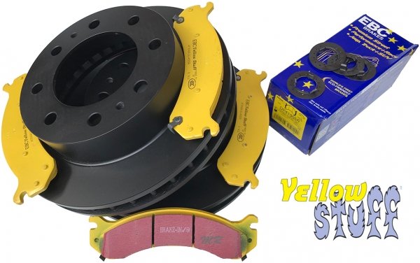 Przednie klocki YellowStuff + tarcze hamulcowe EBC seria PREMIUM GMC Yukon XL 2500 2000-2013