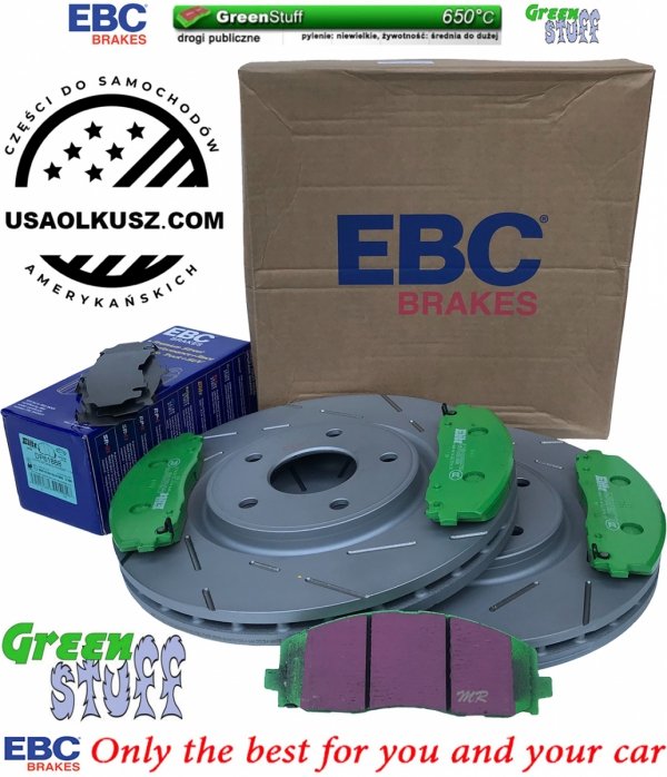 Przednie klocki GreenStuff + NACINANE tarcze hamulcowe 330mm EBC seria USR Volkswagen Routan 2012-