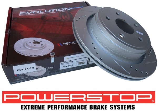 Tylne klocki Z36 + WIERCONE nacinane tarcze hamulcowe POWERSTOP EVOLUTION Dodge Durango 2004-2009
