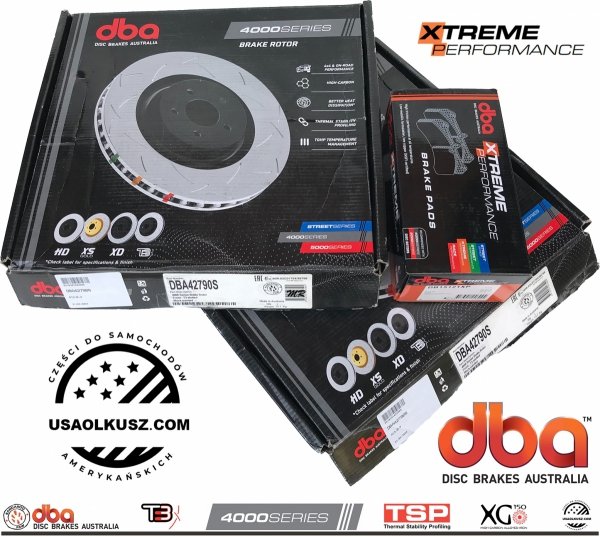 Przednie klocki DBA Xtreme Performance + NACINANE tarcze hamulcowe DBA seria 4000 T3 Lincoln Navigator 2007-2021