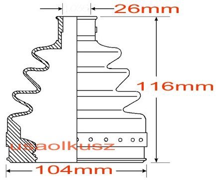 Osłona przegubu napędowego wewnętrznego 26x95x116