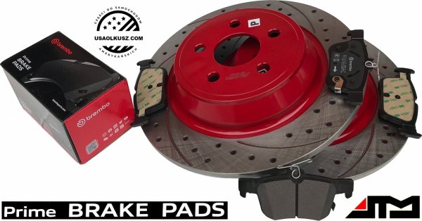 Tylne klocki brembo + WIERCONE NACINANE tarcze hamulcowe ATM 316mm RED Lincoln Continental 2017-2020