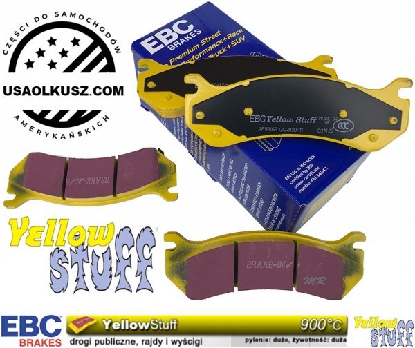 Tylne klocki YellowStuff + NACINANE tarcze hamulcowe EBC seria USR GMC Yukon XL 2500 2000-2007