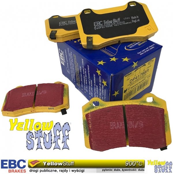 Tylne klocki YellowStuff + NAWIERCANE NACINANE tarcze hamulcowe 350mm EBC seria GD Dodge Charger SRT Scat Pack Hellcat