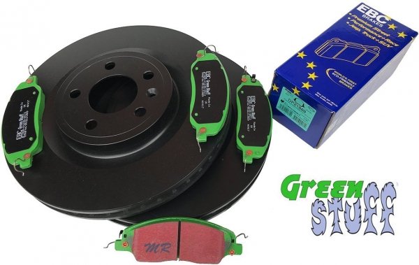 Przednie klocki GreenStuff + tarcze hamulcowe 336mm EBC seria Premium Ford Mustang 2011-2014
