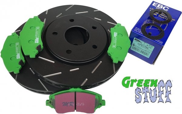 Przednie klocki GreenStuff + NACINANE tarcze hamulcowe 302mm EBC seria USR Fiat Freemont -2012