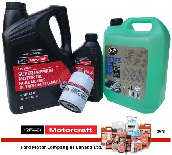 Oryginalny filtr oraz syntetyczny olej silnikowy Motorcraft 5W30 Ford Explorer 3,5 V6 EcoBoost