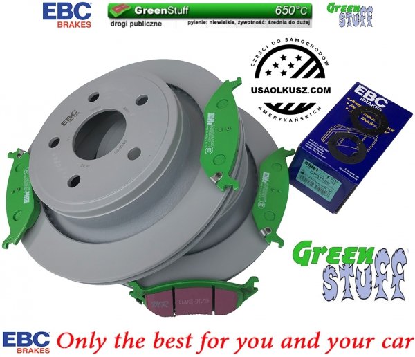 Tylne klocki GreenStuff + tarcze hamulcowe EBC PREMIUM Dodge RAM 1500 2003-