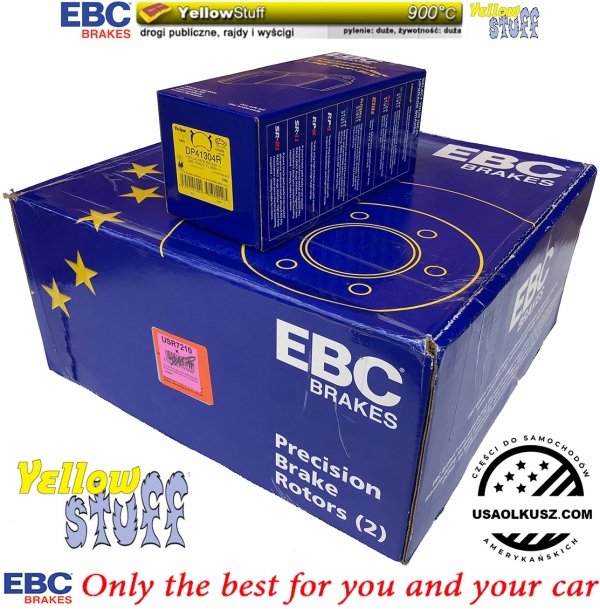 Tylne klocki YellowStuff + NACINANE tarcze hamulcowe EBC seria USR GMC Yukon XL 2500 2000-2007