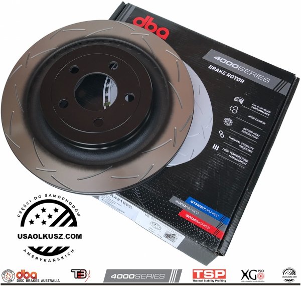 Tylne klocki RACE PERFORMANCE + tarcze hamulcowe 330mm DBA seria 4000 T3 Ford Mustang 2015-