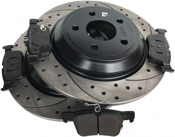 Tylne klocki + WIERCONE NACINANE tarcze hamulcowe 302mm BLACK Ford Escape 2020-