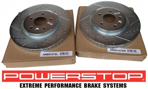 Przednie klocki Z36 + WIERCONE tarcze hamulcowe 325mm POWERSTOP Ford Flex 2012-2019