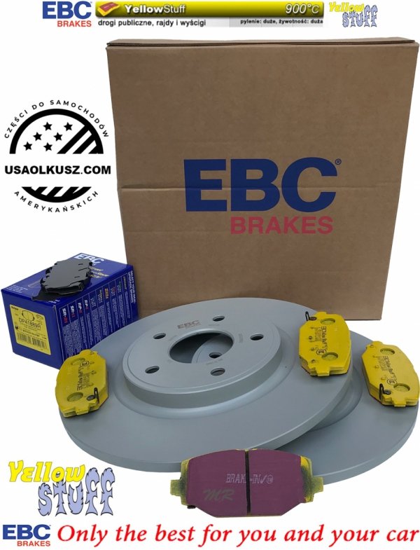 Tylne klocki YellowStuff + tarcze hamulcowe 328mm EBC seria Premium Chrysler Voyager Town Country 2012-