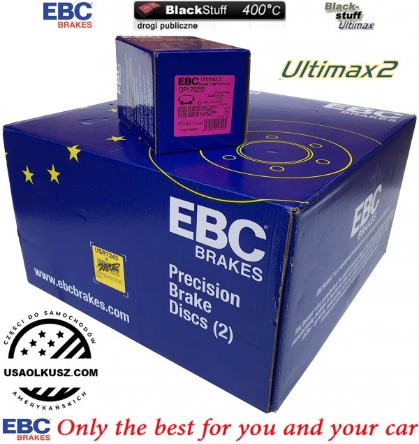 Tylne klocki Ultimax2 + NACINANE WENTYLOWANE tarcze hamulcowe EBC seria USR Chrysler 300C
