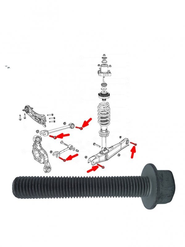 Śruba mocująca wahacz tylnego zawieszenia Chrysler Sebring 2007-