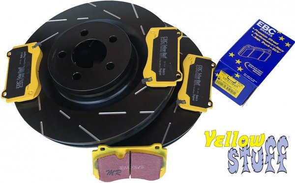 Przednie klocki YellowStuff + NACINANE tarcze hamulcowe 360mm EBC seria USR Dodge Challenger SRT Scat Pack