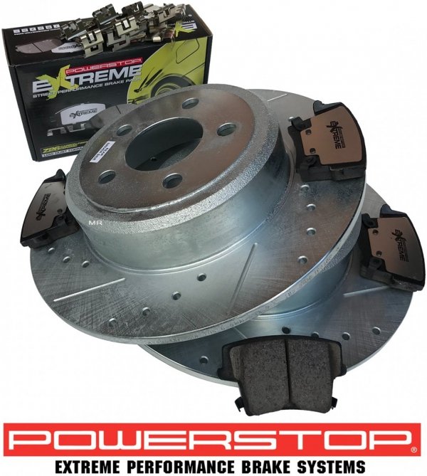 Tylne klocki Z26 + WIERCONE NACINANE NIE wentylowane tarcze hamulcowe POWERSTOP Dodge Challenger