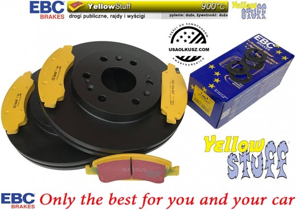 Przednie klocki YellowStuff + tarcze hamulcowe 330mm EBC seria PREMIUM GMC Yukon 2009-2020