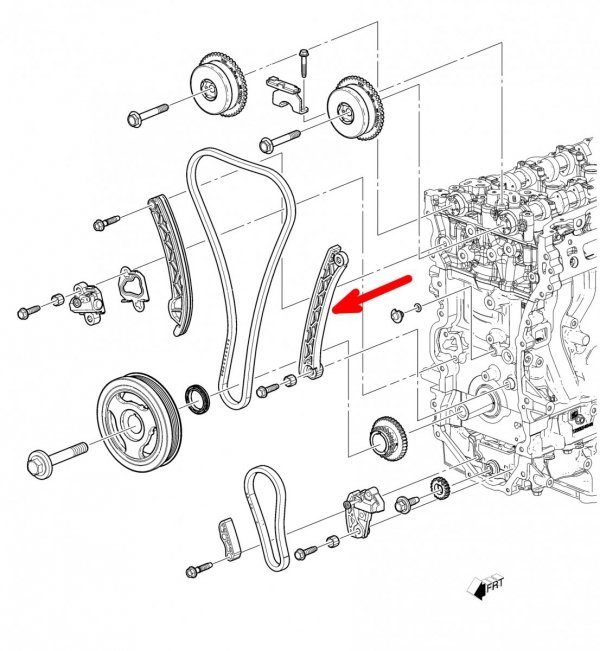 Oryginalna GM lewa prowadnica ślizg łańcucha rozrządu Buick LaCrosse 2,5